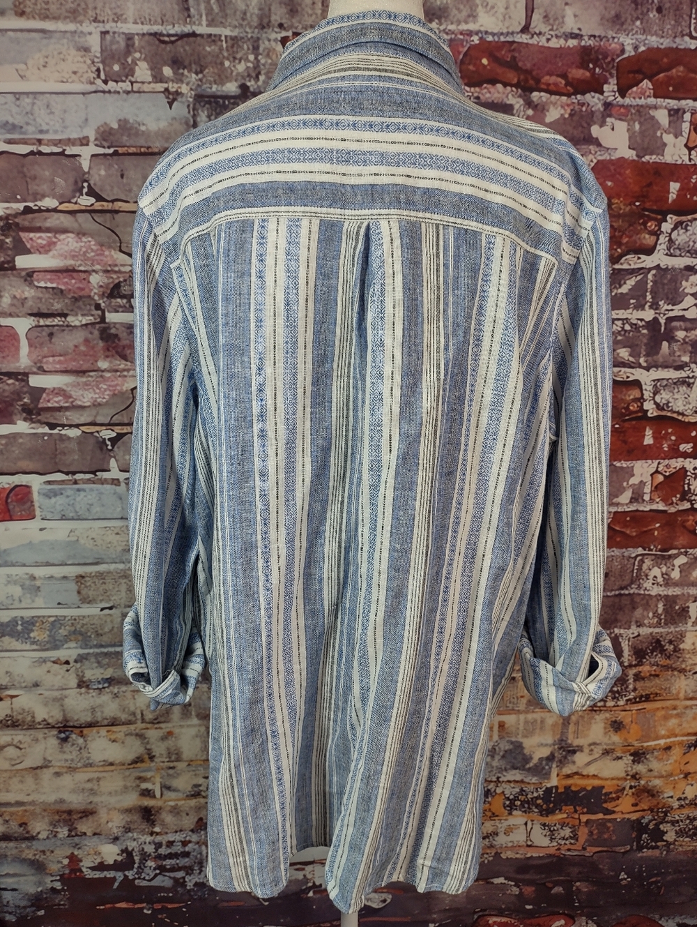 Lucky Brand Baja Stripe Linen Blend Shirt - Picture 3 of 9